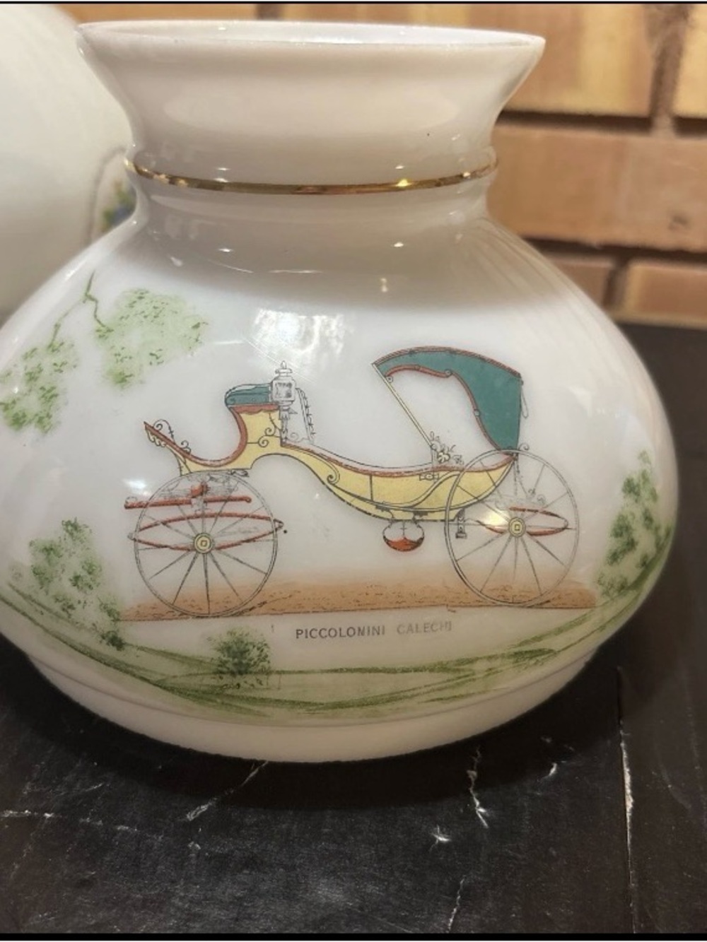 Vintage Piccolomini Calèche Buggy Carriage Replacement Lamp Shade  Milk Glass